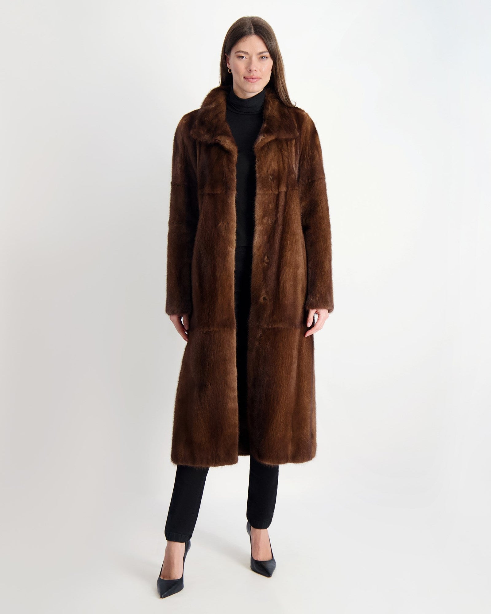 Mink Coat With Stand Collar | Women | Scanbrown