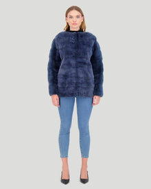 Mink Funnel Neck Jacket | Women | Denim