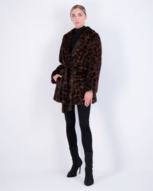 Mink Jacket With Belt | Women | Brown Animal Print (V1)