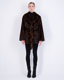 Mink Jacket With Belt | Women | Brown Animal Print (V2)