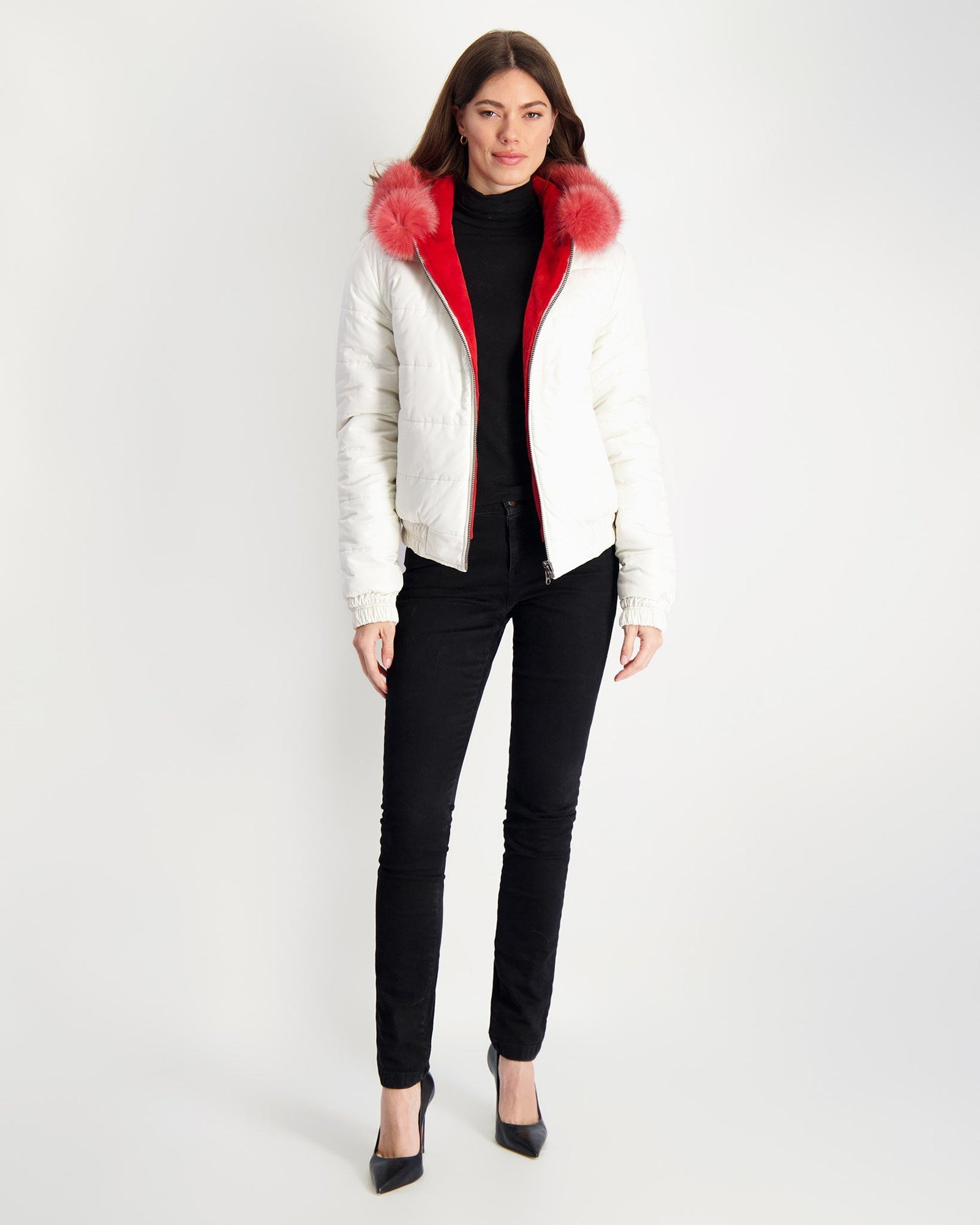 Mink Jacket With Fox Hood Trim | Women | Fragola