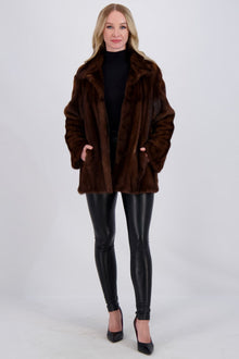 Mink Jacket With Stand Collar | Women | Scanbrown