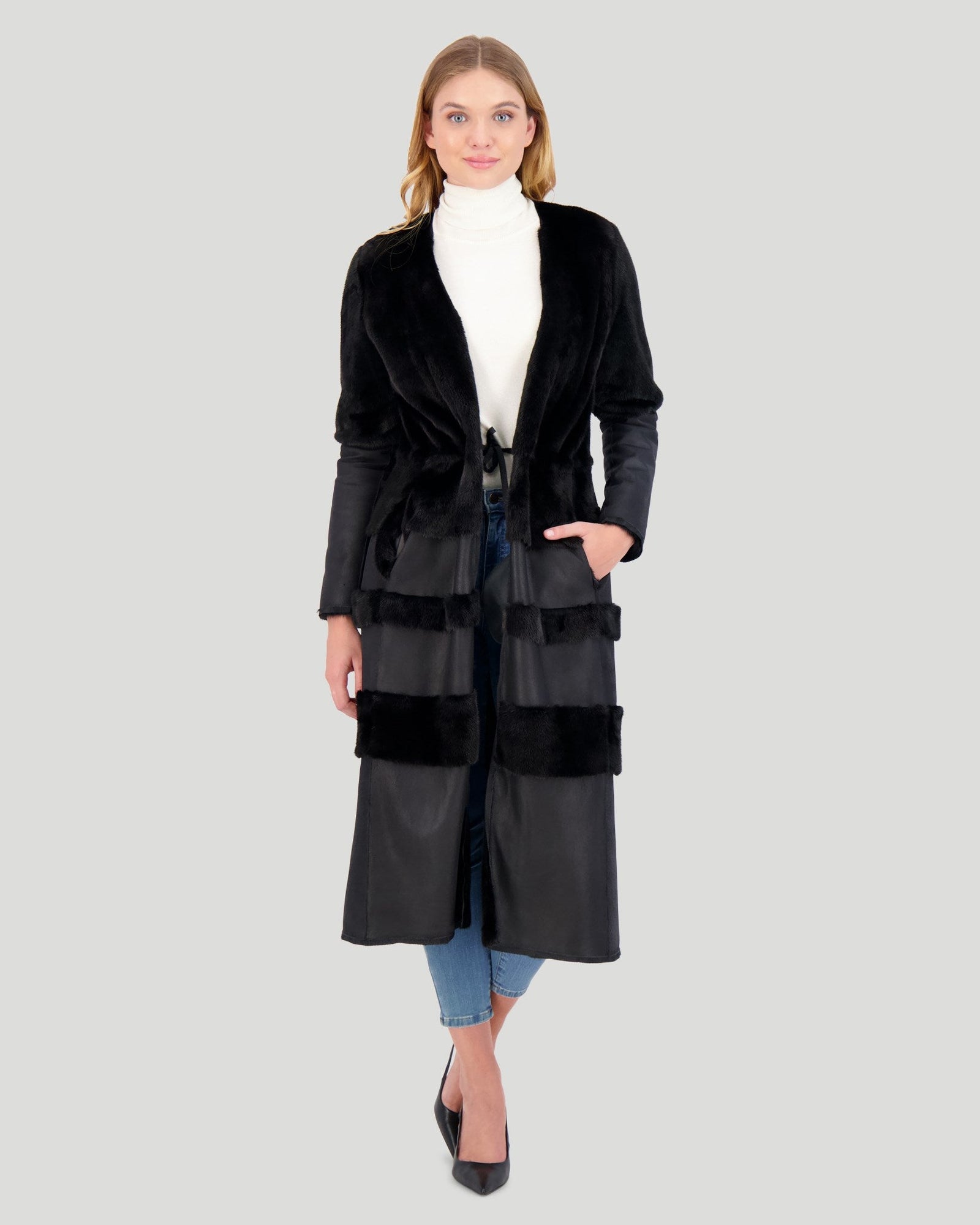 Mink Nappa Coat | Women | Black