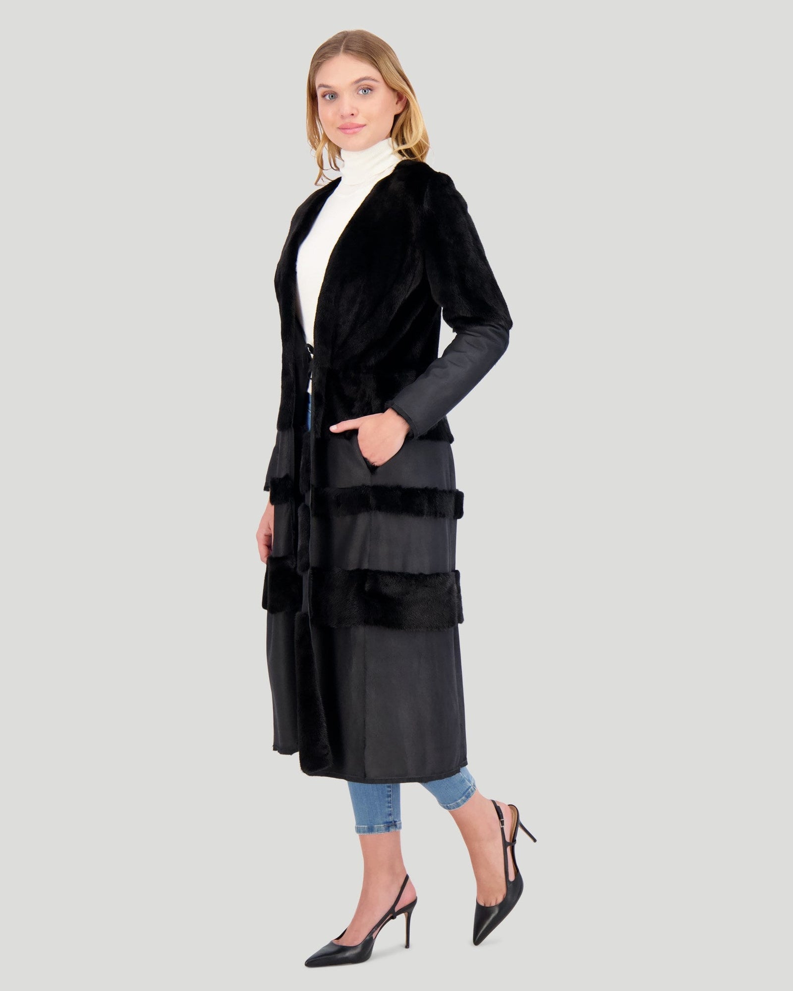 Mink Nappa Coat | Women | Black