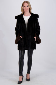 Mink Parka With Sable Trim | Women | Black