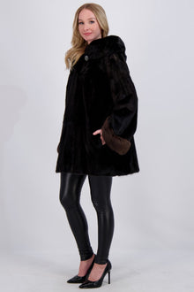 Mink Parka With Sable Trim | Women | Black