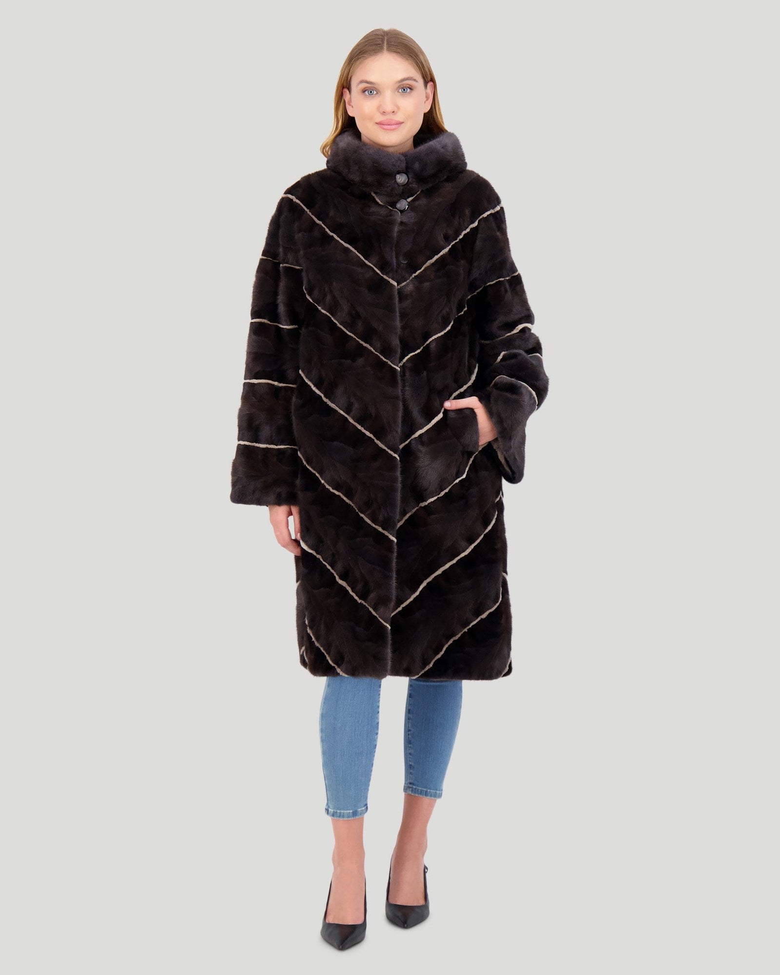 Mink Sections Short Coat | Women | Aurora