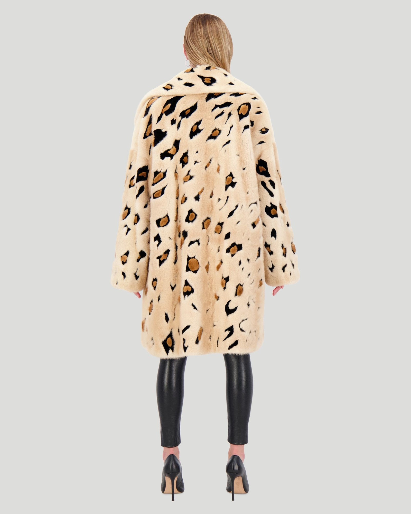 Mink Short Coat With Cheeta Print Intarsia | Women | Palomino