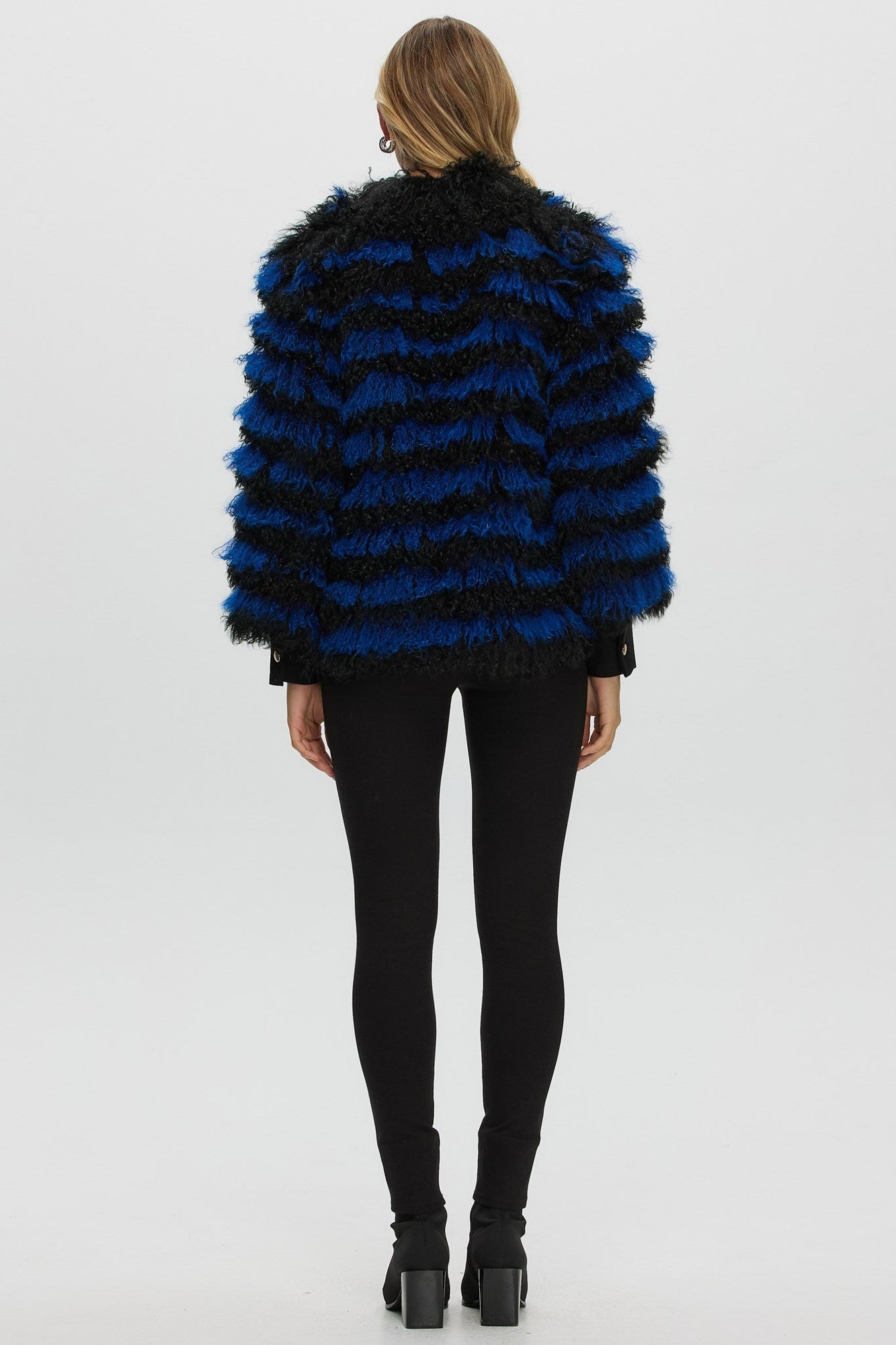 Mongolian (Tg) Shearling Lamb Jacket | Women | Blue x Black