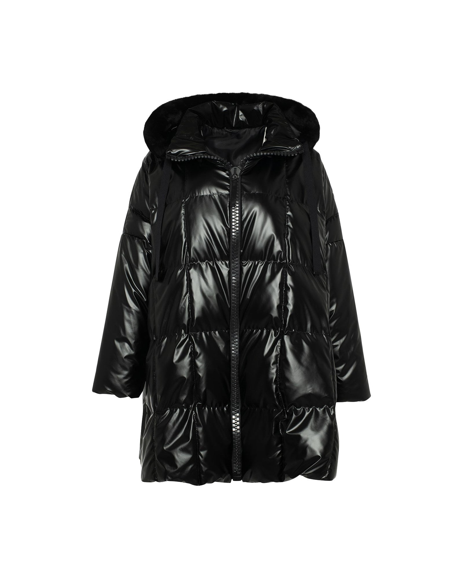 Quilted Parka With Select Shearling Lamb Hood Trim | Women | Black