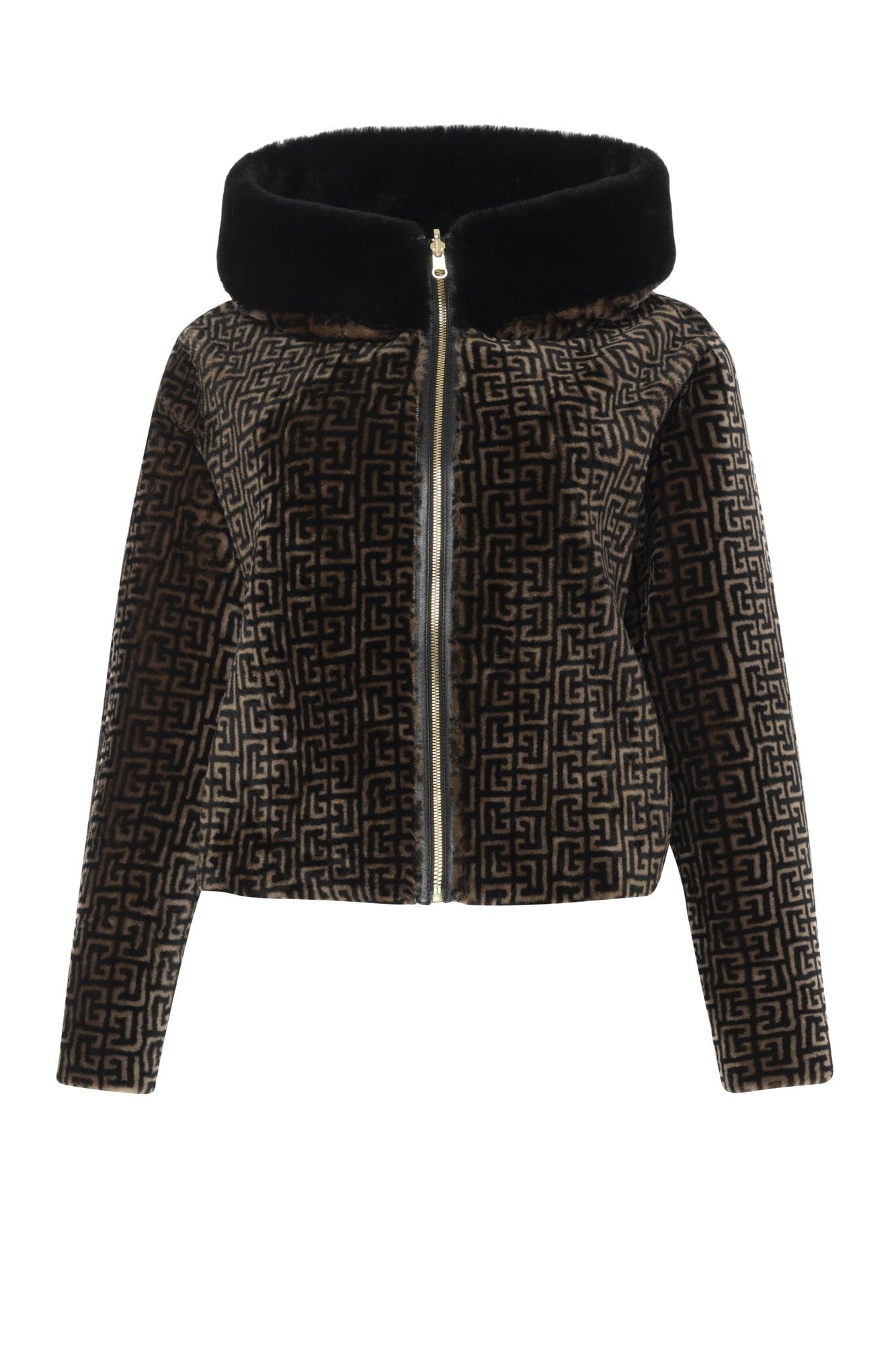 Reversible Merino Shearling Lamb Jacket | Women | Brown x Black Print