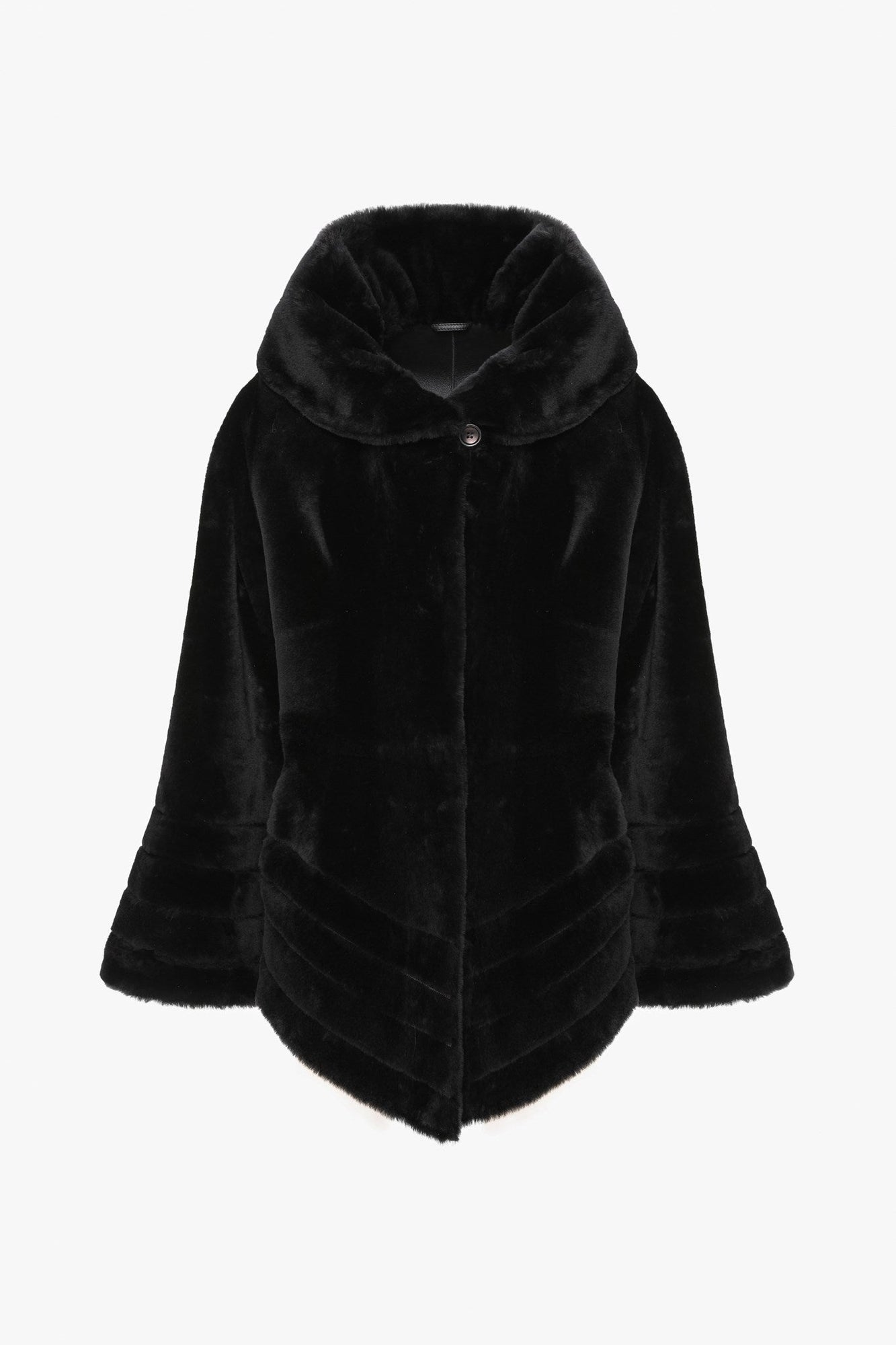 Reversible Merino Shearling Lamb Jacket, Hood | Women | Black x Black