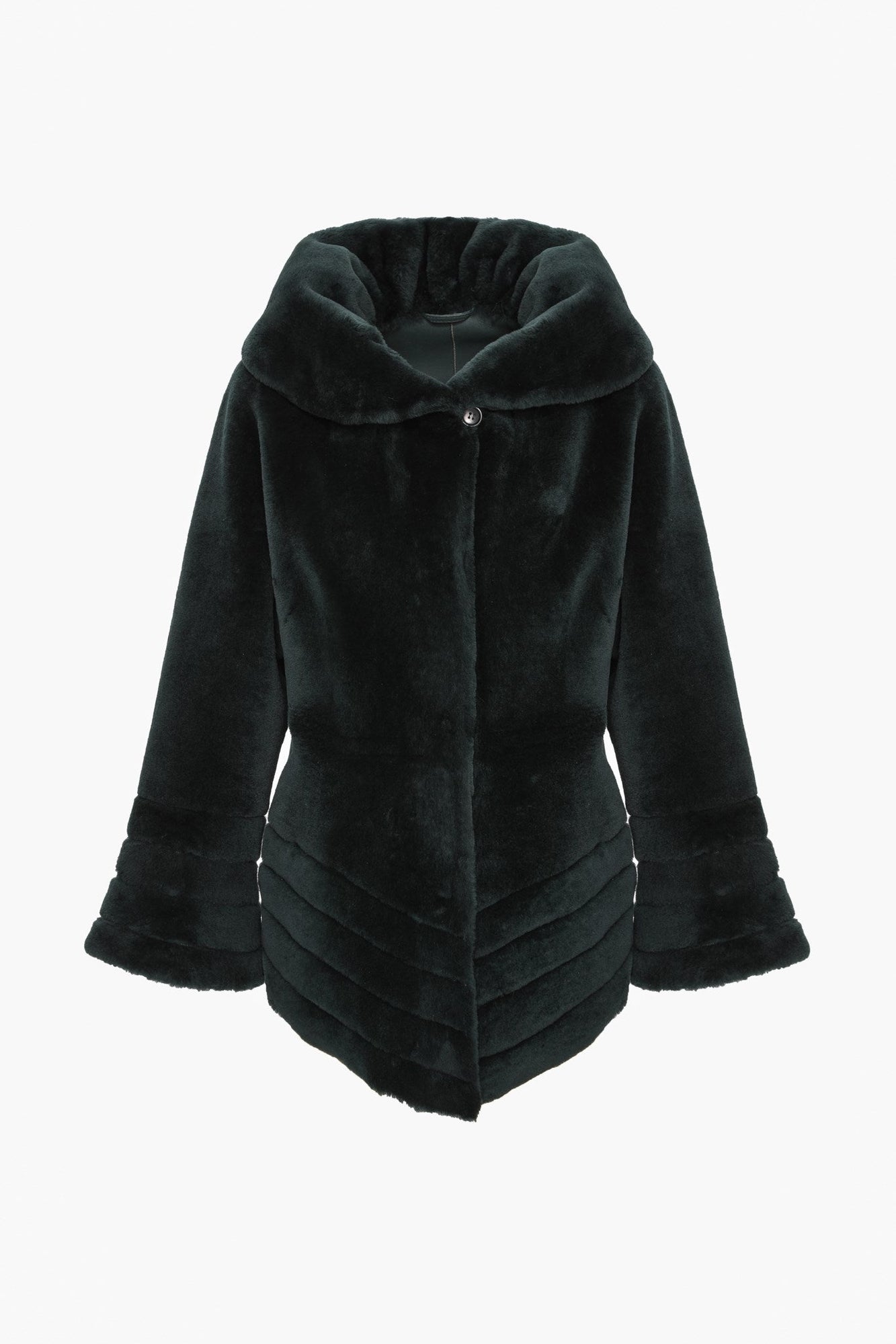 Reversible Merino Shearling Lamb Jacket, Hood | Women | Emerald x Emerald