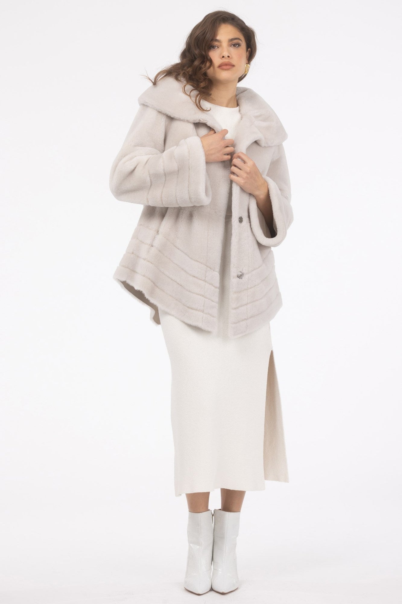 Reversible Merino Shearling Lamb Jacket, Hood | Women | Cream x Cream