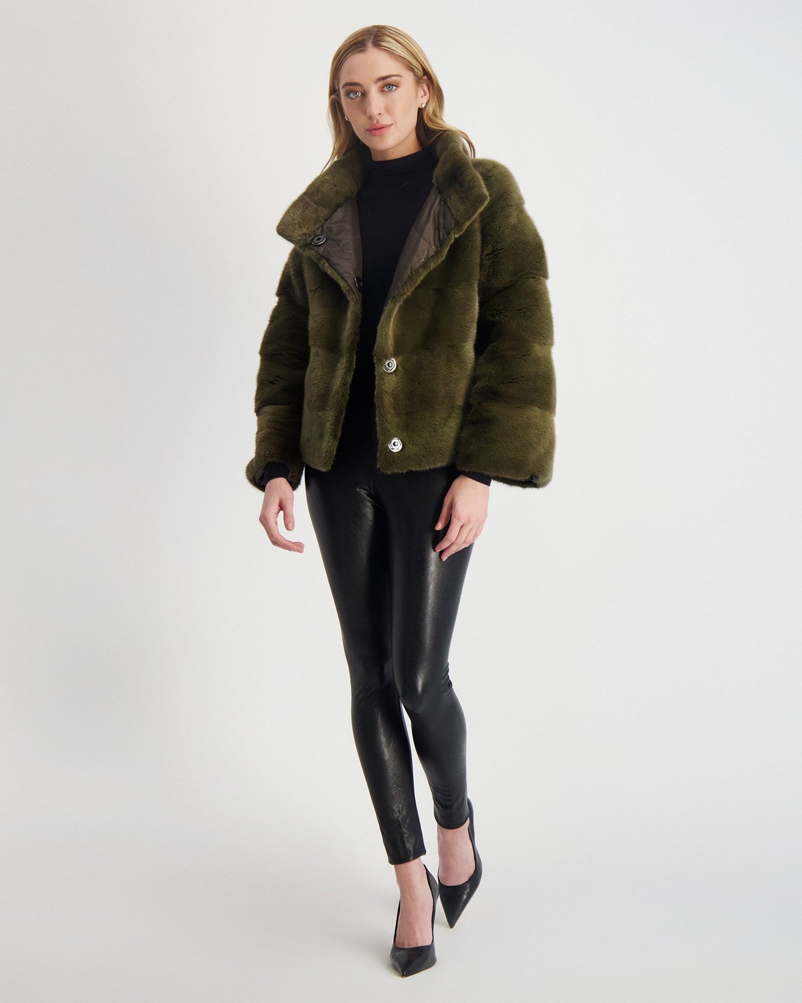 Reversible Mink Jacket | Women | Khaki (V1)