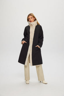 Reversible Select Shearling Lamb Chevron Short Coat | Women | Cream x Black