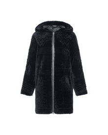 Reversible Select Shearling Lamb Parka With Grooved Pattern | Women | Black