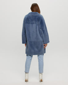 Reversible Select Shearling Lamb Short Coat | Women | Blue x Blue