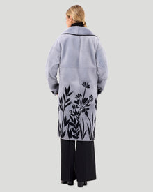 Reversible Select Shearling Lamb Short Coat With Embroidery | Women | Periwinkle x Black Floral