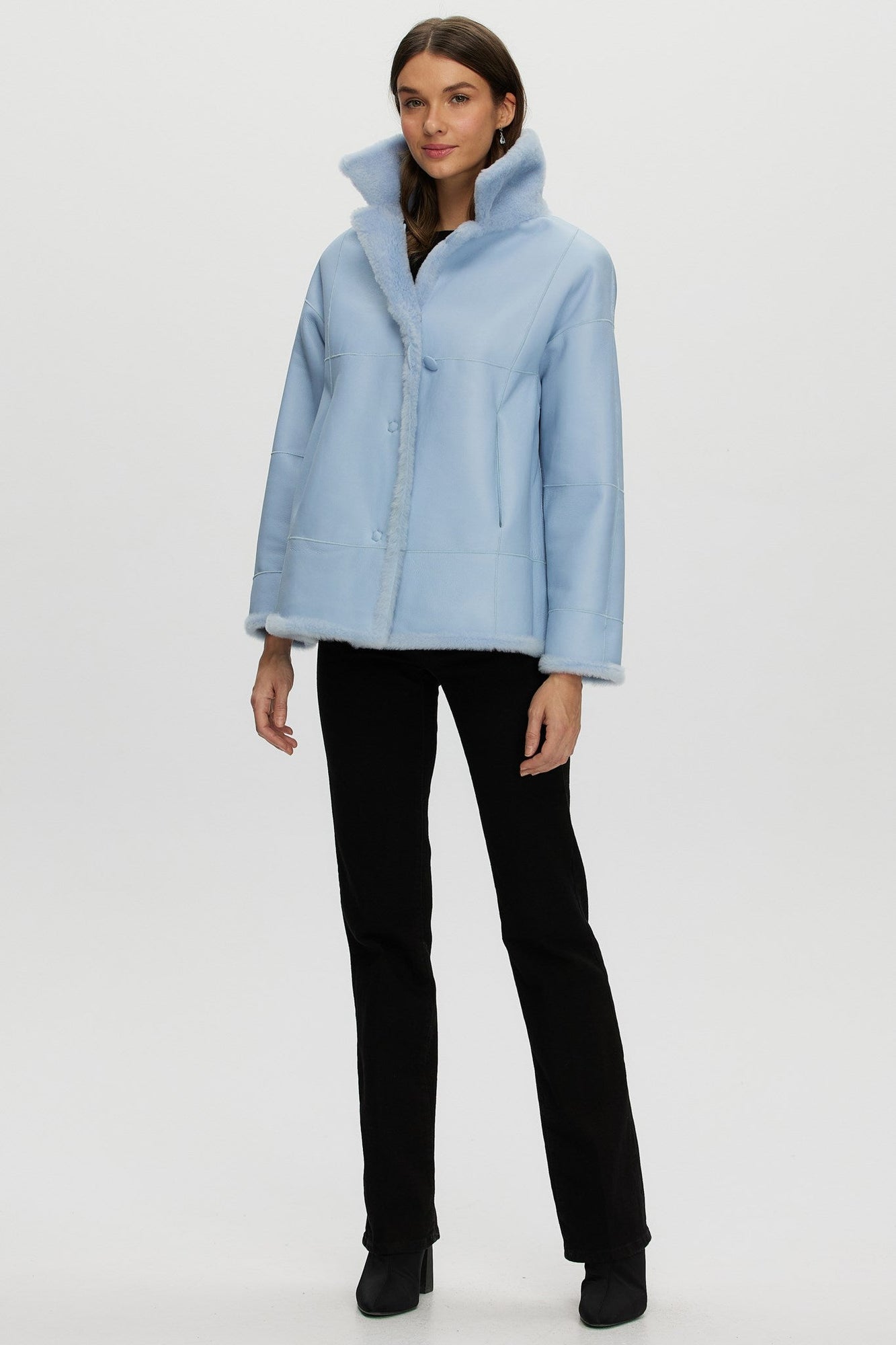 Reversible Shearling Lamb Jacket | Women | Light Blue