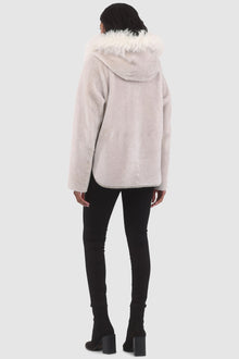 Reversible Shearling Lamb Zip Parka | Women | Beige x White