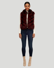 Reversible Silver Fox Fur And Down Vest | Women | Red