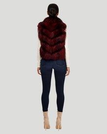 Reversible Silver Fox Fur And Down Vest | Women | Red