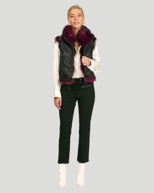 Reversible Silver Fo Fur And Down Vest | Women | Fushia x Black