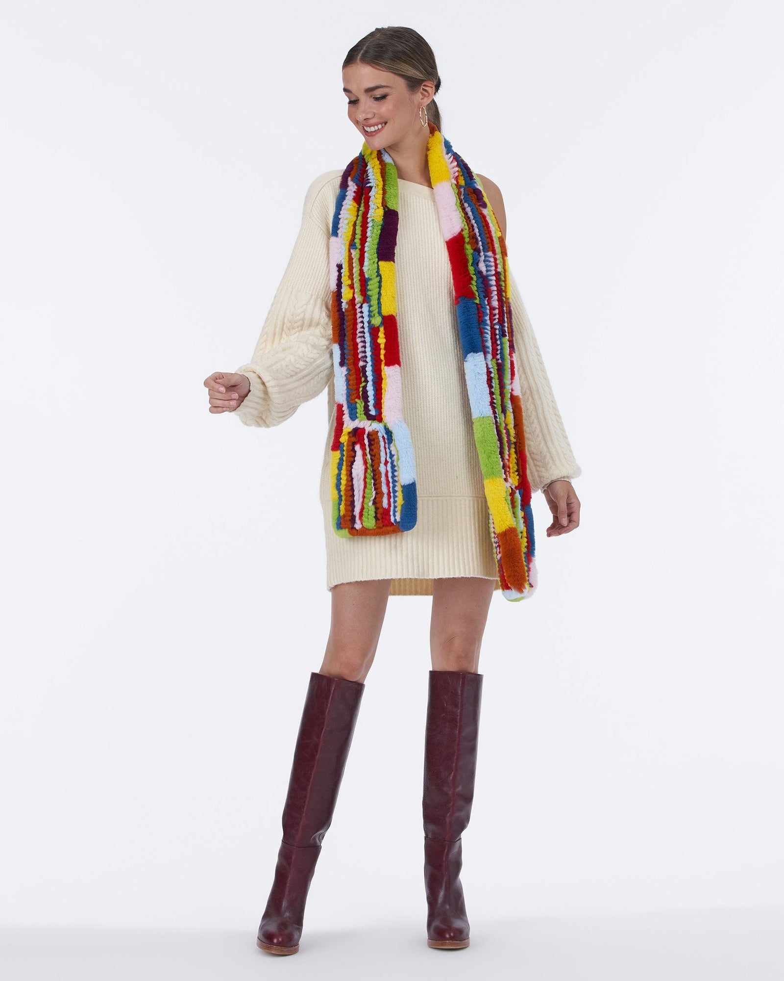 Rex Rabbit Knit Scarf | Women | Rainbow Multi