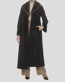 Russian Broadtail Coat With Russian Sable Collar | Women | Black