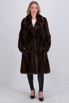 Sable Coat With Notch Collar | Women | Natural