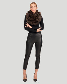 Sable Knit Infinity Scarf With Ruffles | Women | Uptone