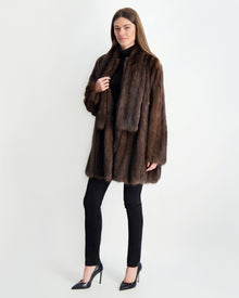 Sable Swing Coat With Scarf | Women | Barguzine