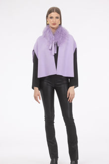 Select Cashmere And Merino Wool Blend Cape With Select Mongolian Lamb Trim | Women | Lilac