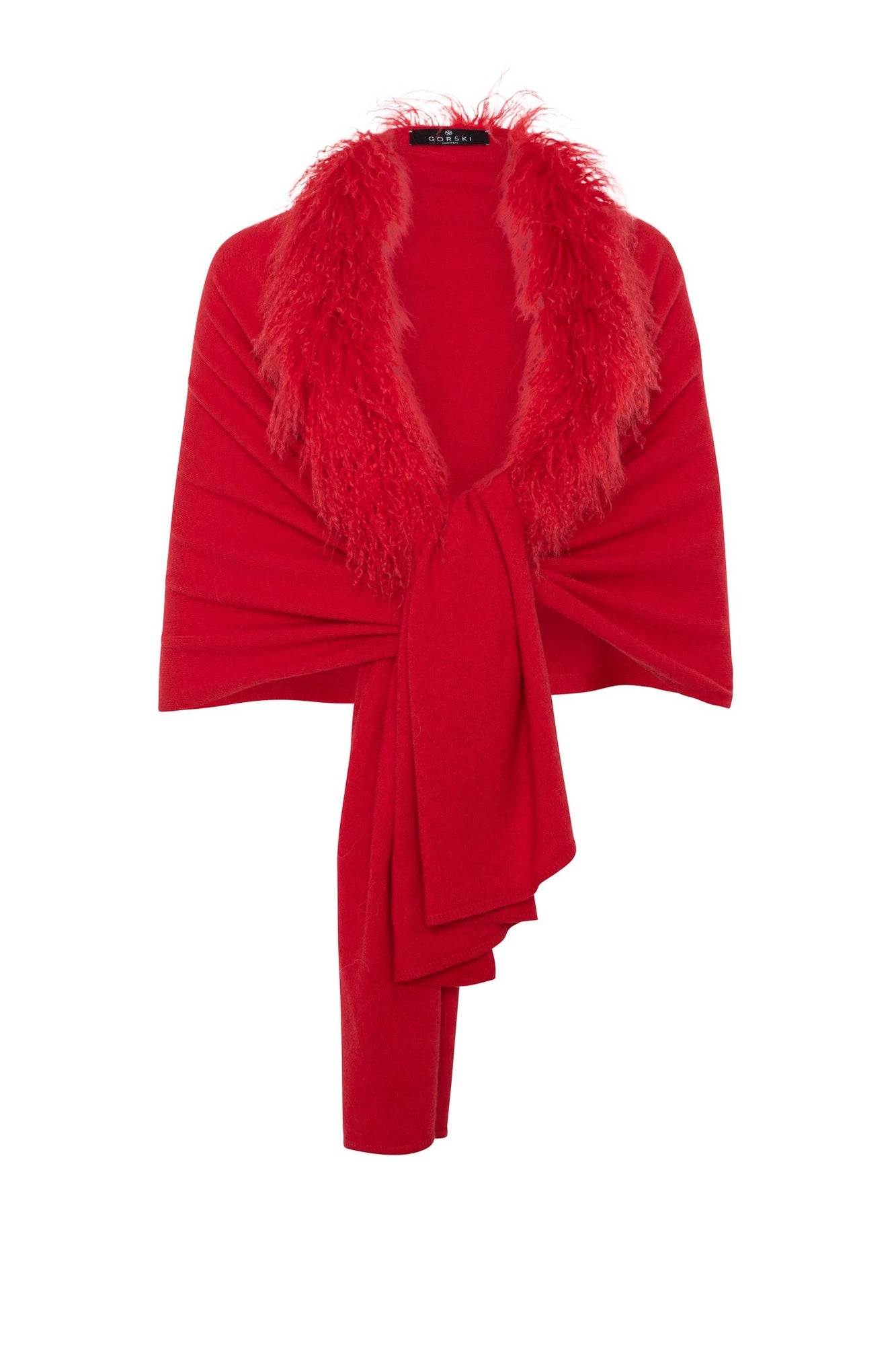 Select Cashmere And Merino Wool Blend Stole With Select Mongolian Lamb Trim | Women | Red