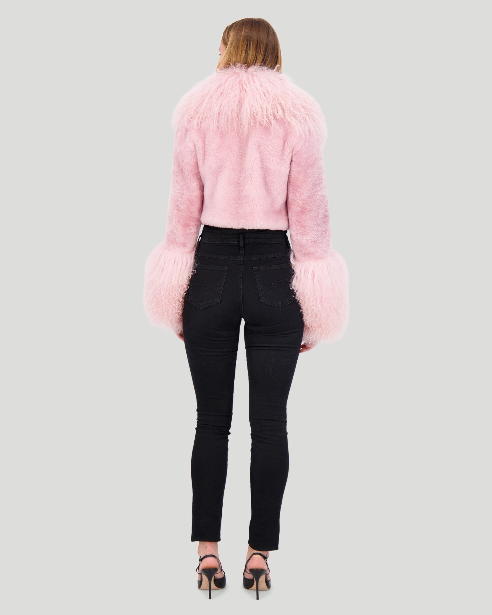 Select Cashmere Goat Bolero With Select Mongolian Goat Collar And Cuffs | Women | Pink