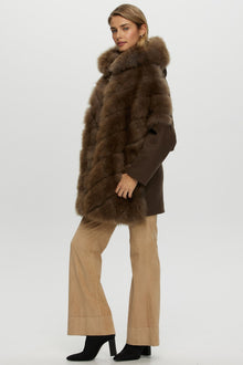 Select Cashmere Goat Diagonal Parka With Loro Piana Cashmere Sleeves And Back | Women | Brown x Brown