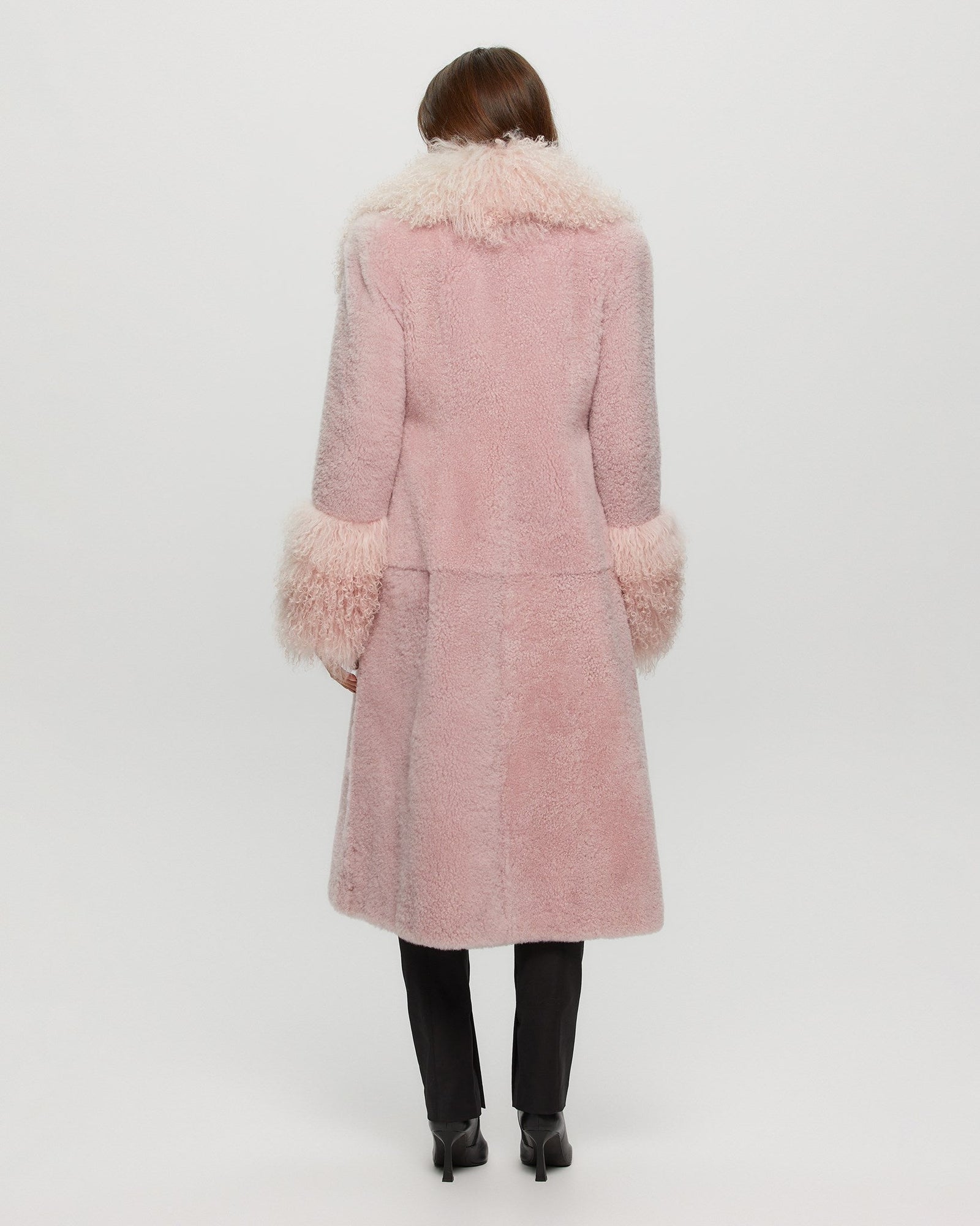 Select Cashmere Goat Short Coat With Select Mongolian Goat Shawl Collar And Cuffs | Women | Pink