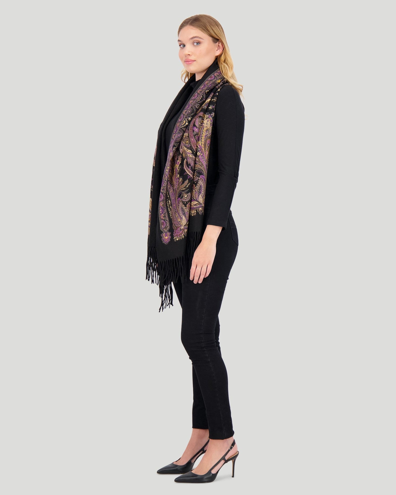 Select Cashmere Stole | Women | Black Paisley