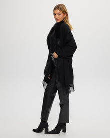 Select Cashmere Stole With Toscana Shearling Lamb Trim | Women | Black