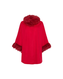 Select Cashmere & Wool Cape With Select Lamb Trim | Women | Red