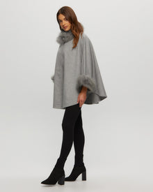 Select Cashmere & Wool Cape With Select Lamb Trim | Women | Gray