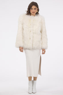 Select Lamb Collarless Jacket | Women | Ivory