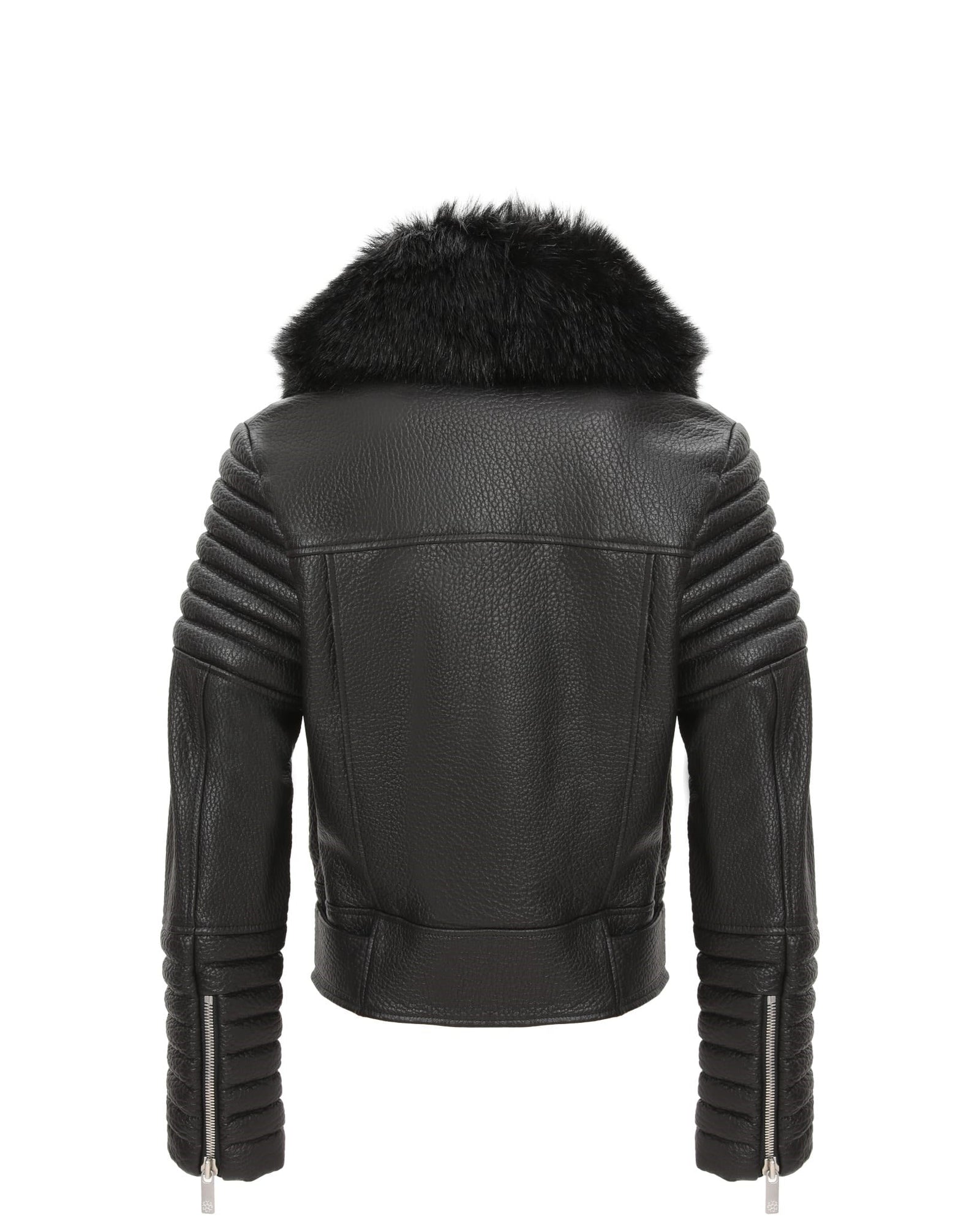 Select Lambskin Moto Zip Jacket With Detachable Toscana Shearling Lamb Collar | Women | Black