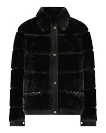 Select Shearling Lamb Bomber Jacket With Embellishment | Women | Black