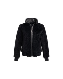 Select Shearling Lamb Bomber Jacket With Leather Trim | Women | Black