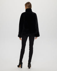 Select Shearling Lamb Chevron Jacket With Horizontal Bottom | Women | Black (V2)