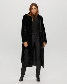 Select Shearling Lamb Coat, Belt | Women | Black