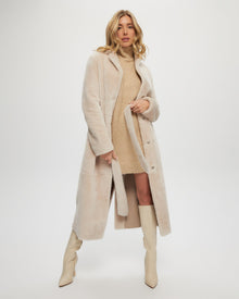 Select Shearling Lamb Coat, Belt | Women | Beige