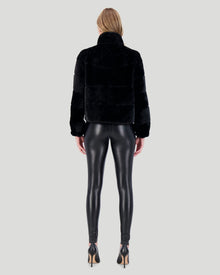 Select Shearling Lamb Horizontal Zip Jacket | Women | Black